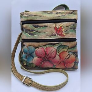 Anuschka Hand Painted Floral Crossbody Bag
